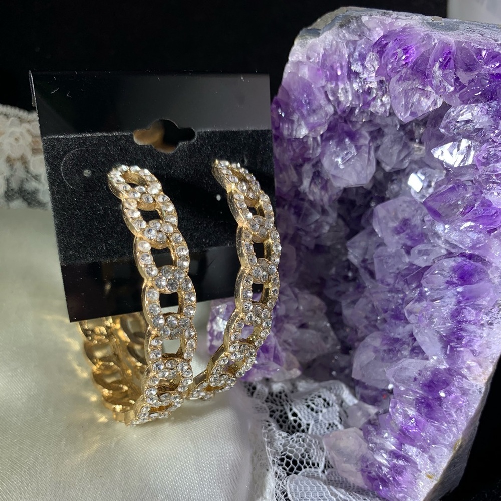 Elegant Gold Glitter Big  Hoop Earrings